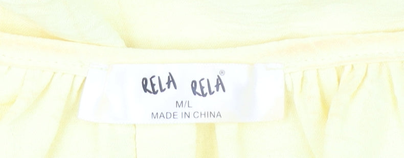 Rela Rela Women’s Yellow Trapeze Swing Dress M Sleeveless Summer