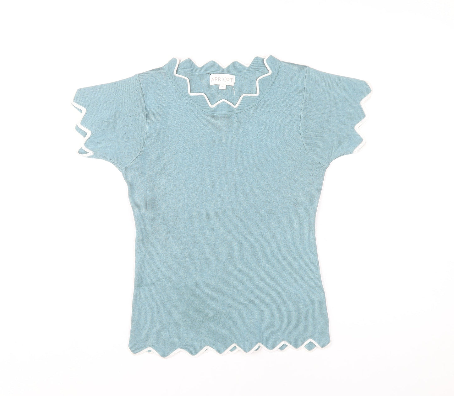 Womens UK Size M Apricot Blue Basic T-Shirt