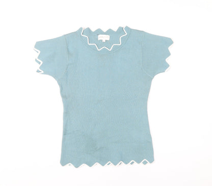 Womens UK Size M Apricot Blue Basic T-Shirt