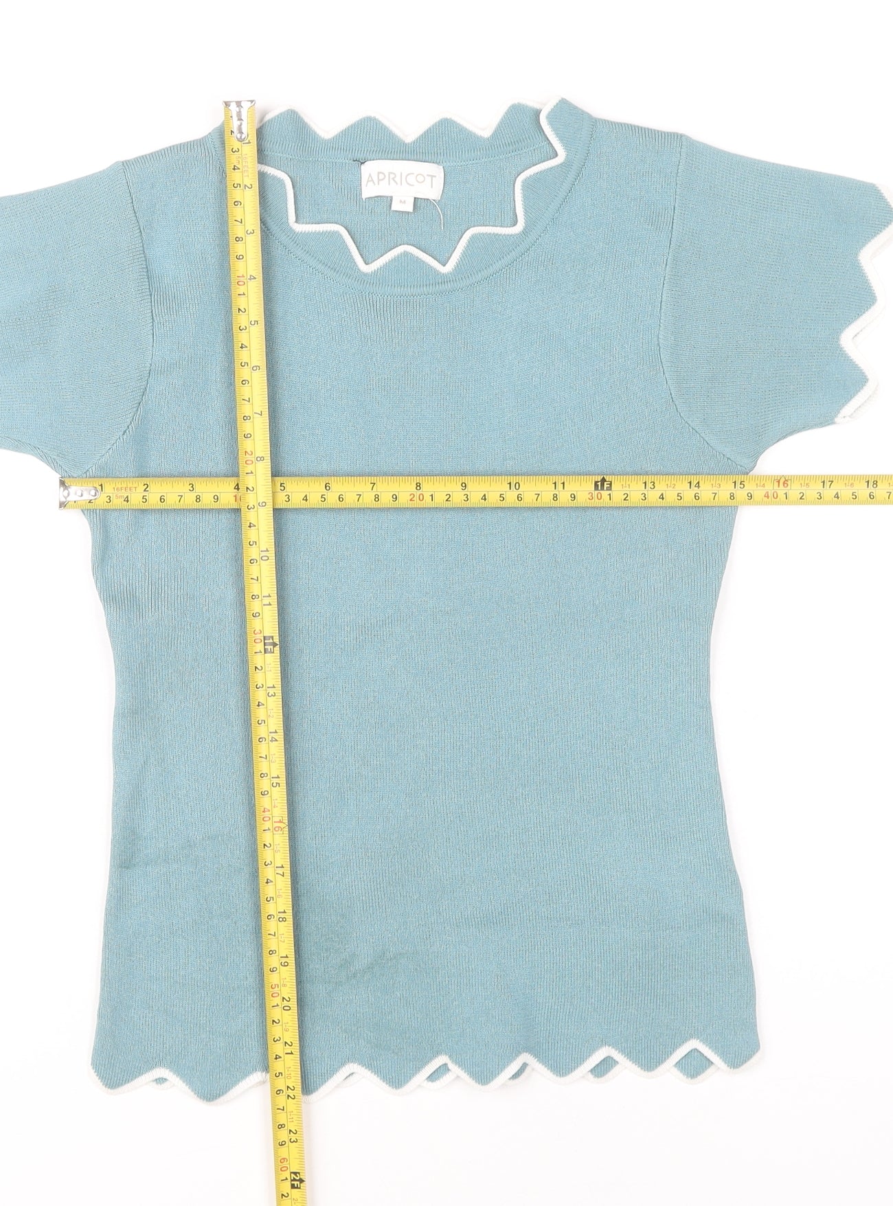 Womens UK Size M Apricot Blue Basic T-Shirt