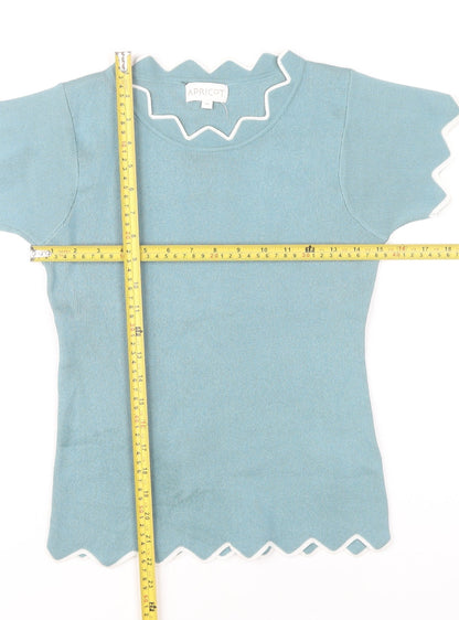 Womens UK Size M Apricot Blue Basic T-Shirt