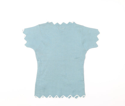 Womens UK Size M Apricot Blue Basic T-Shirt