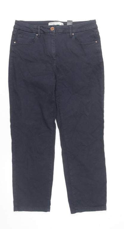 Next Women’s Blue Crop Straight Trousers Size 10 Cotton Blend