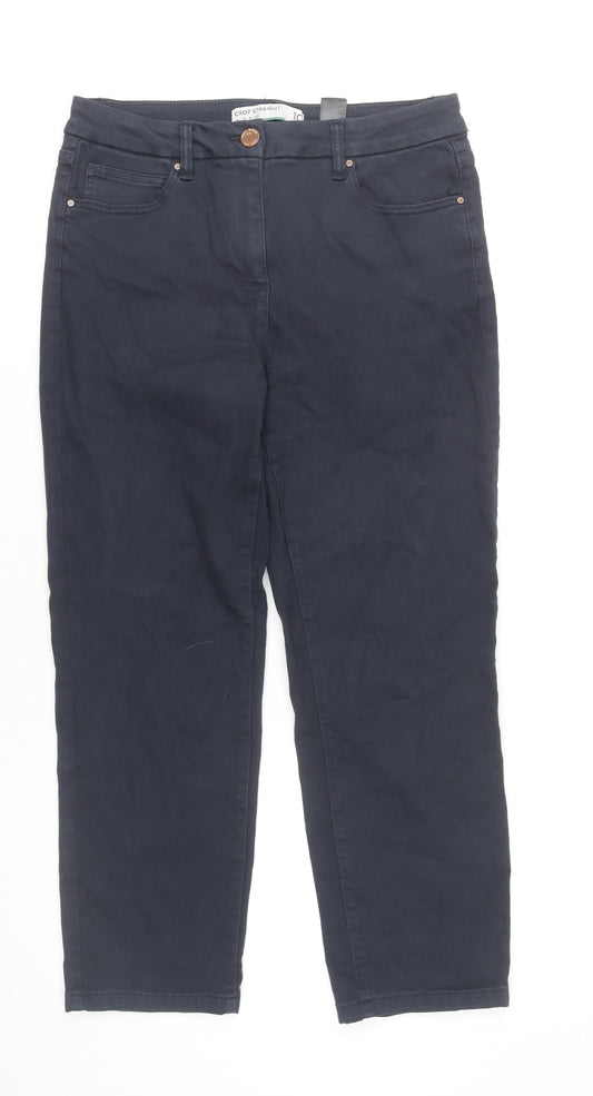 Next Women’s Blue Crop Straight Trousers Size 10 Cotton Blend