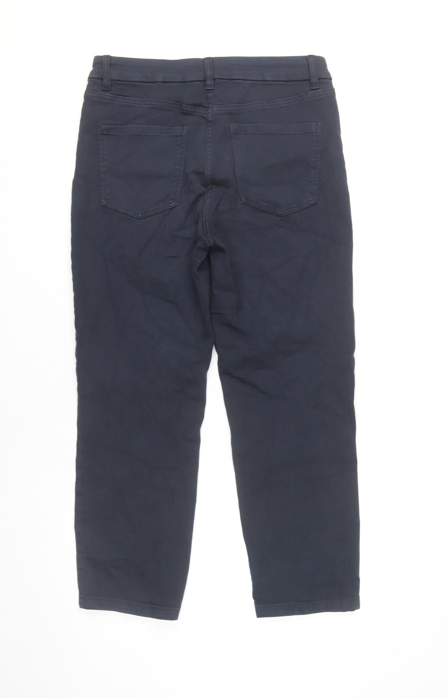 Next Women’s Blue Crop Straight Trousers Size 10 Cotton Blend