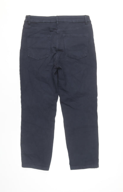 Next Women’s Blue Crop Straight Trousers Size 10 Cotton Blend