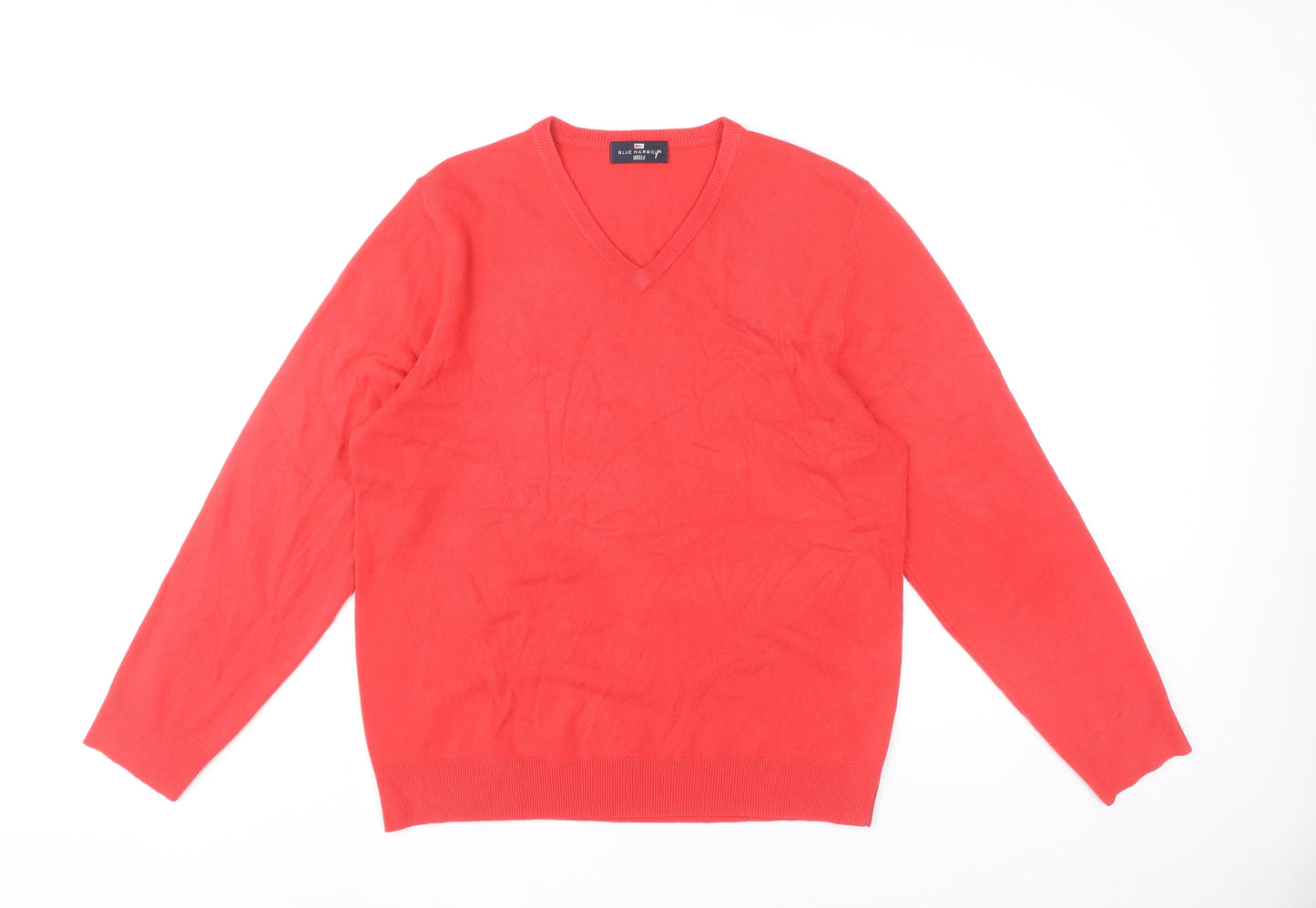 Marks and Spencer Men’s Red V-Neck Acrylic Jumper Size L