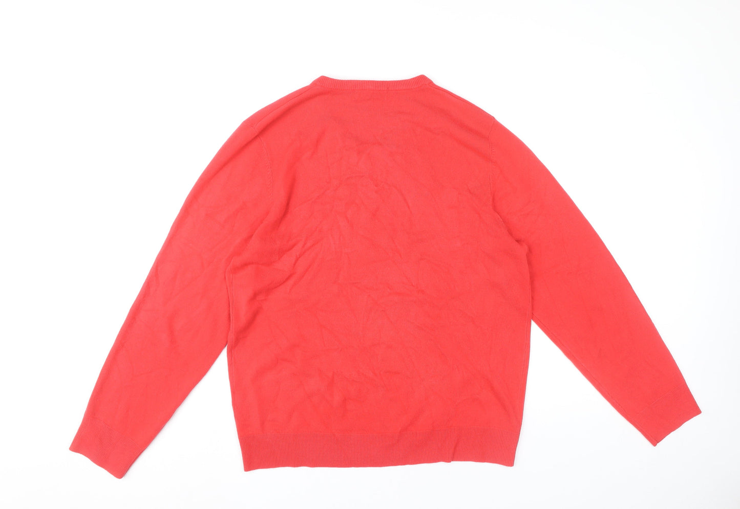 Marks and Spencer Men’s Red V-Neck Acrylic Jumper Size L