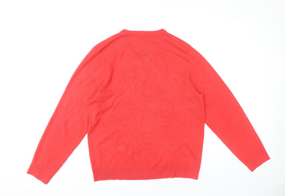 Marks and Spencer Men’s Red V-Neck Acrylic Jumper Size L
