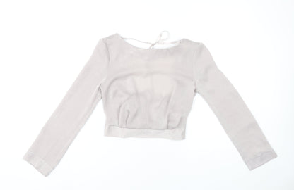 Miss Selfridge Women Beige Wrap Blouse UK 6 Long Sleeve Polyester