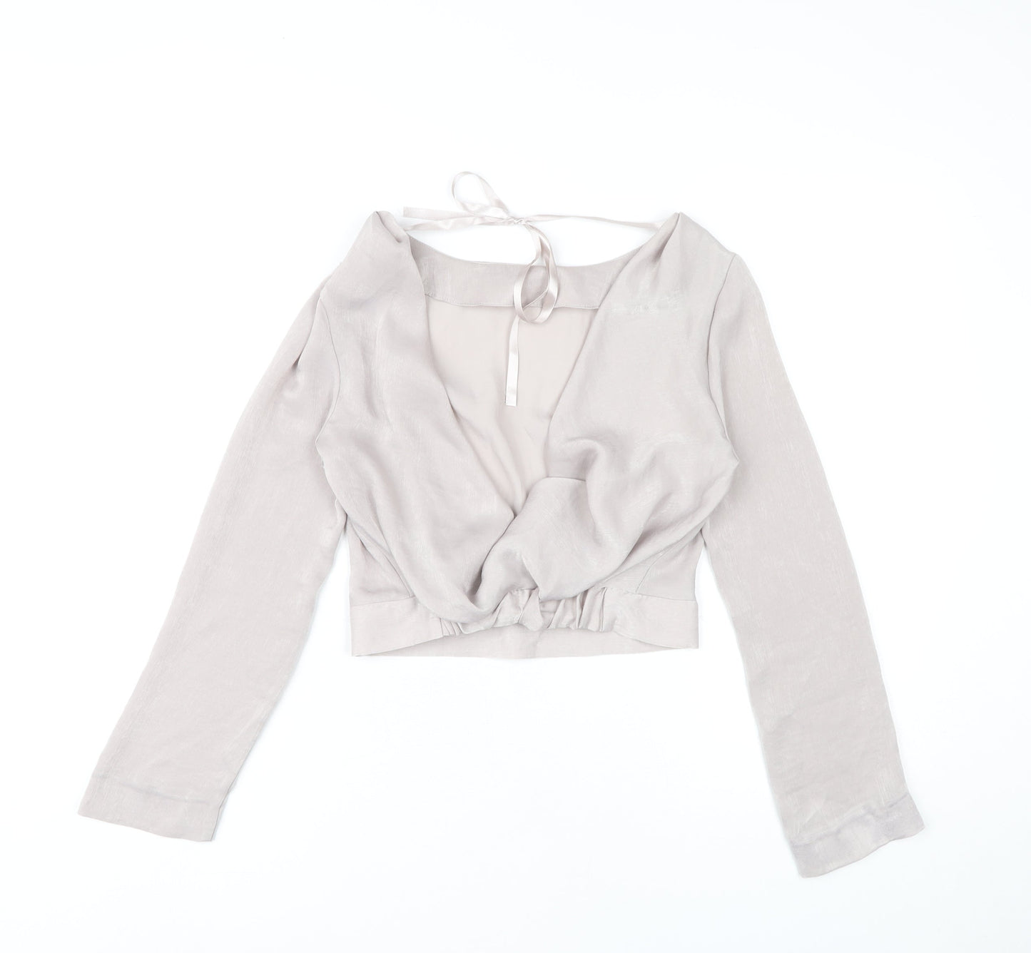 Miss Selfridge Women Beige Wrap Blouse UK 6 Long Sleeve Polyester