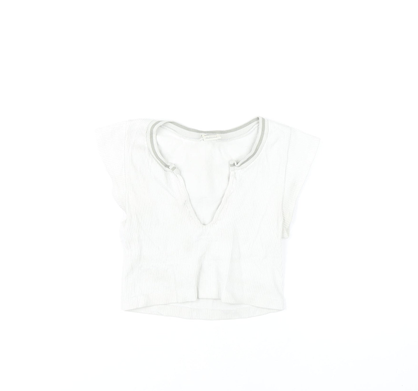 Womens UK Size XS Urban Outfitters White Cropped T-Shirt