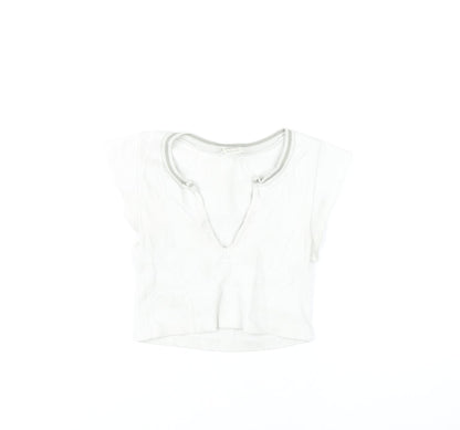 Womens UK Size XS Urban Outfitters White Cropped T-Shirt