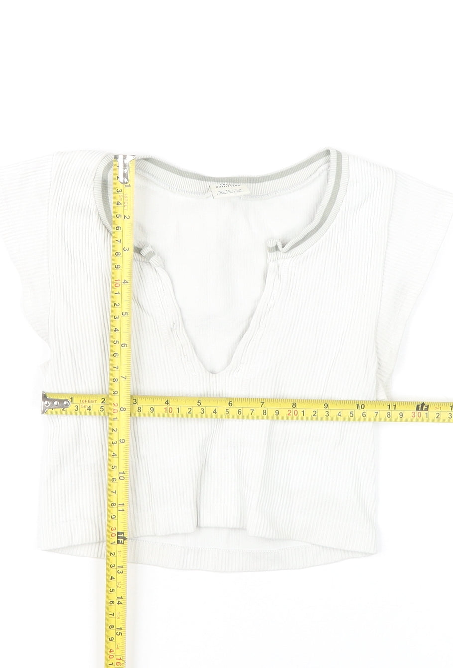 Womens UK Size XS Urban Outfitters White Cropped T-Shirt