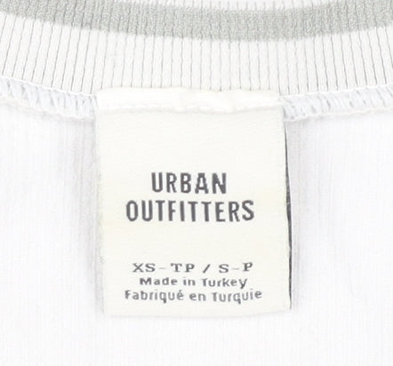 Womens UK Size XS Urban Outfitters White Cropped T-Shirt