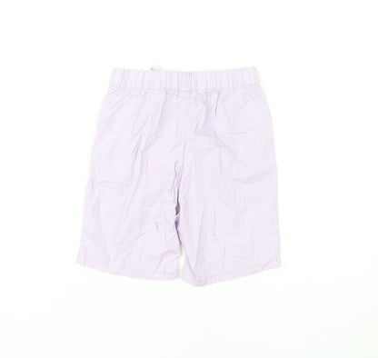 H&M Boys Purple Cotton Shorts 7 Years Regular Fit Elastic Waist