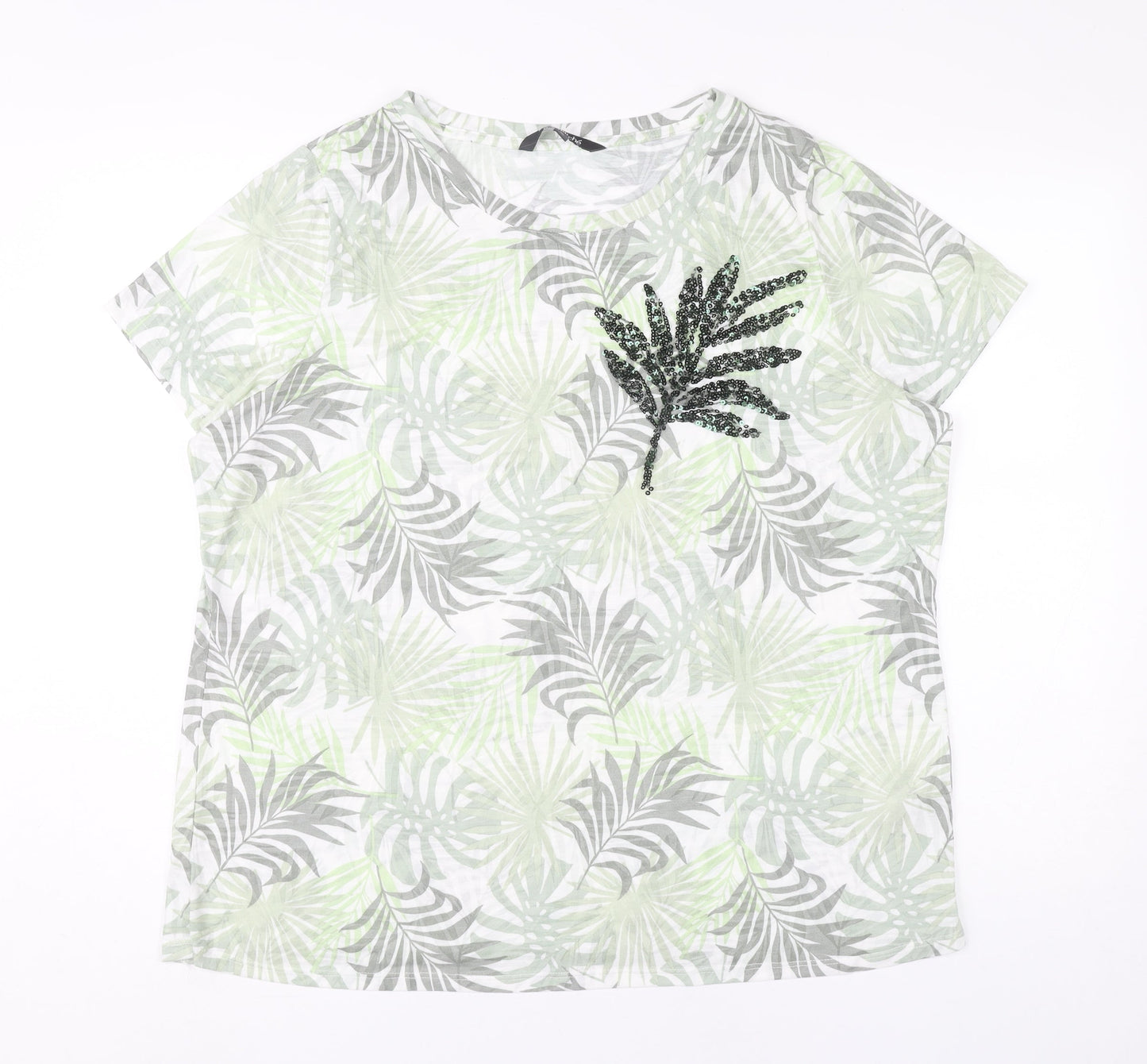 Bonmarché Womens Multicoloured Sequin Leaf T-Shirt Size 20