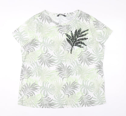 Bonmarché Womens Multicoloured Sequin Leaf T-Shirt Size 20