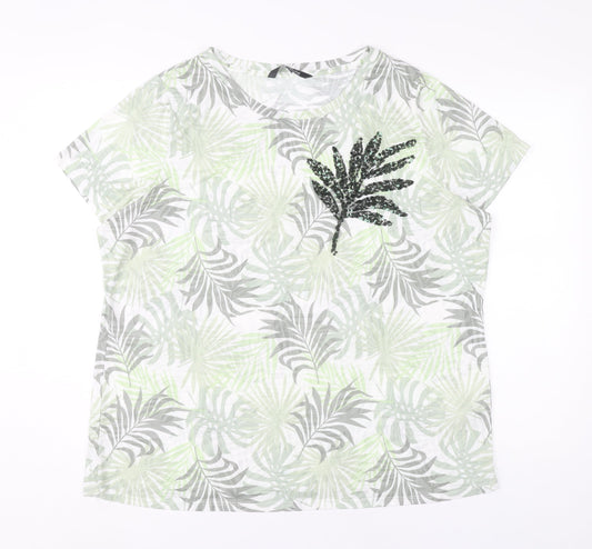Bonmarché Womens Multicoloured Sequin Leaf T-Shirt Size 20