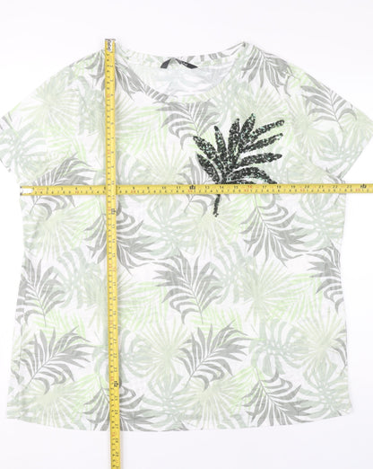 Bonmarché Womens Multicoloured Sequin Leaf T-Shirt Size 20
