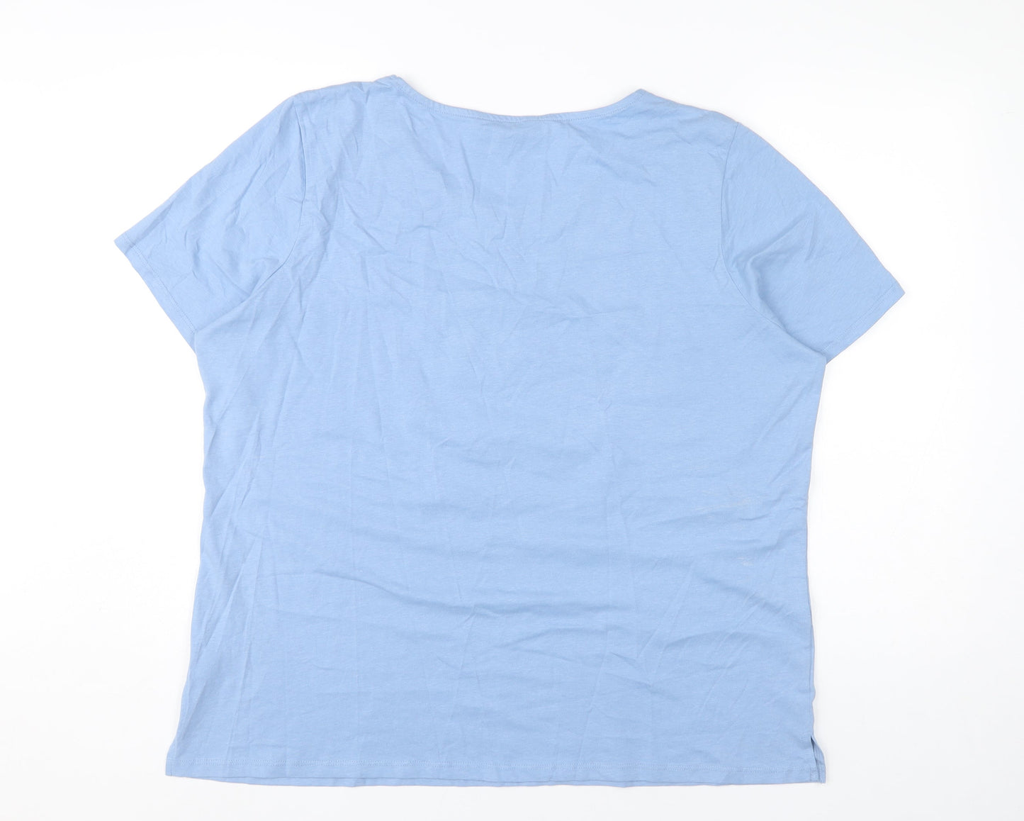 Bonmarché Womens Blue Cotton Graphic T-Shirt Size 20 Casual