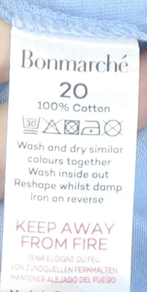 Bonmarché Womens Blue Cotton Graphic T-Shirt Size 20 Casual