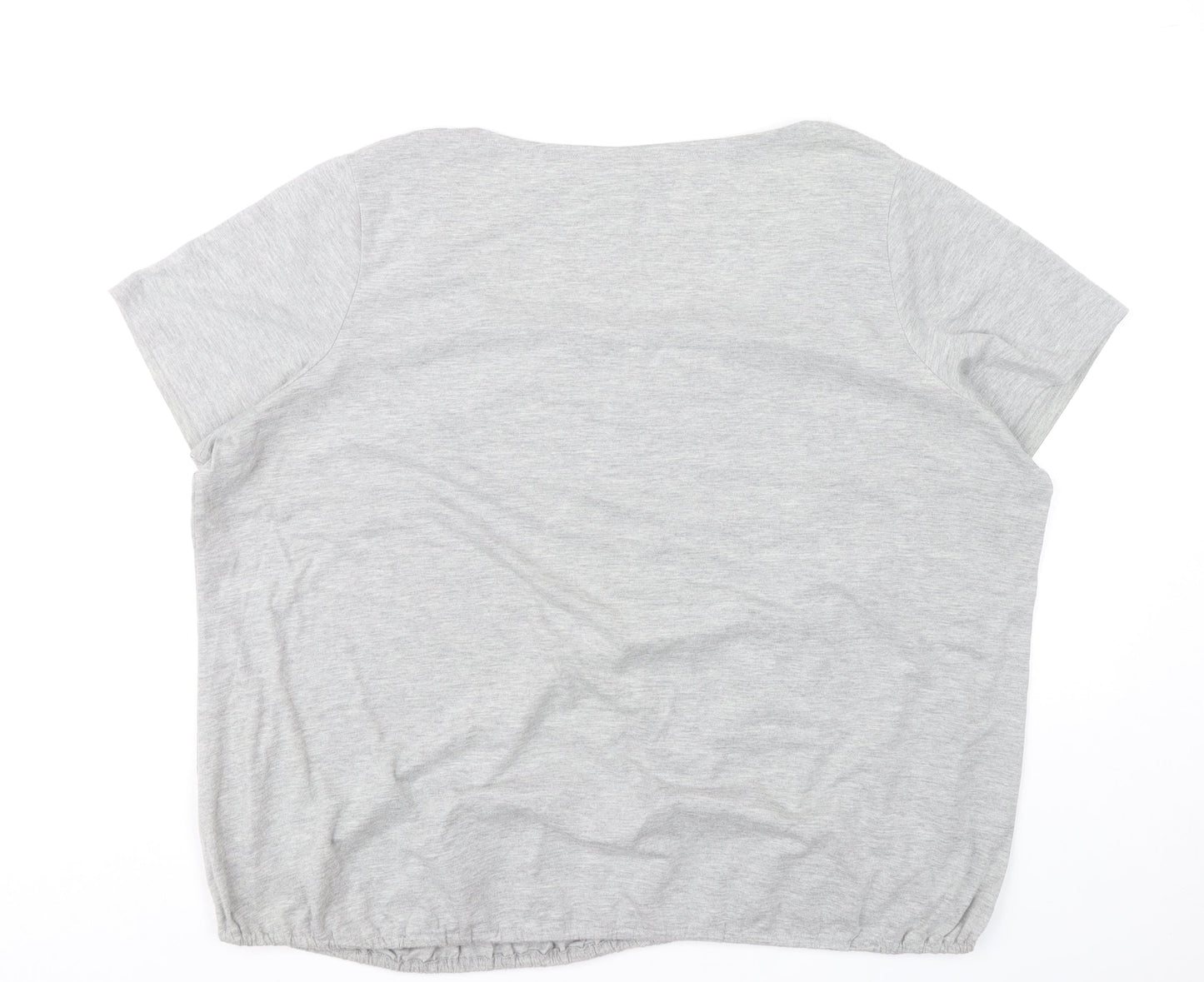 Bm Women Grey XL Scoop Neck Embroidered T-Shirt