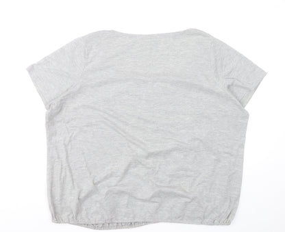Bm Women Grey XL Scoop Neck Embroidered T-Shirt