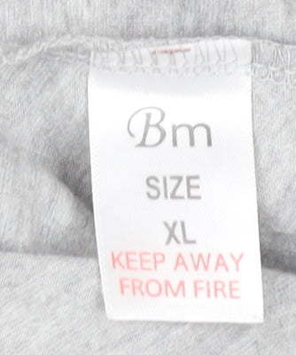 Bm Women Grey XL Scoop Neck Embroidered T-Shirt