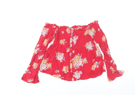 Womens UK Size XS Pins and Needles Red Bohemian Blouse