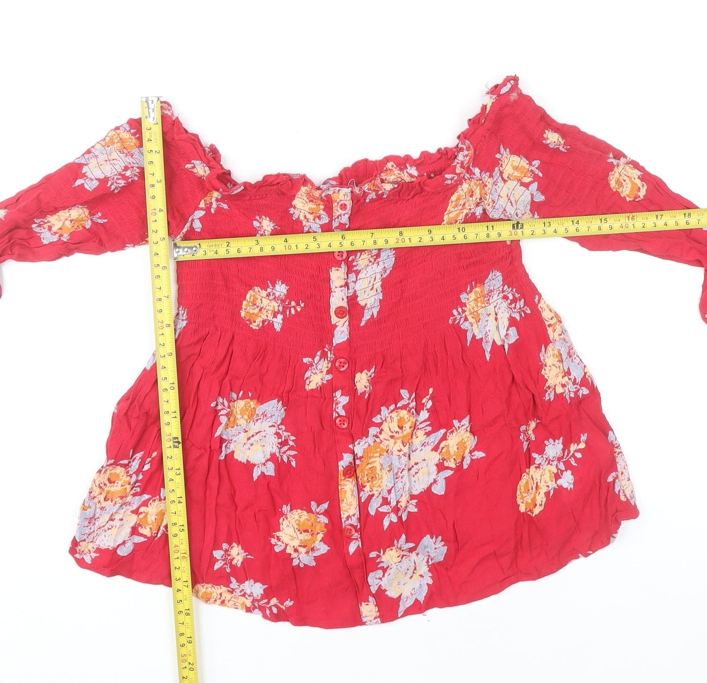 Womens UK Size XS Pins and Needles Red Bohemian Blouse