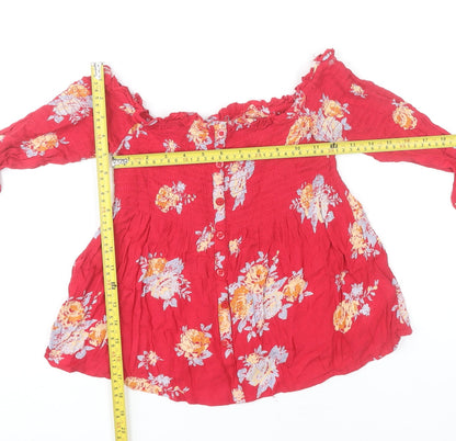 Womens UK Size XS Pins and Needles Red Bohemian Blouse