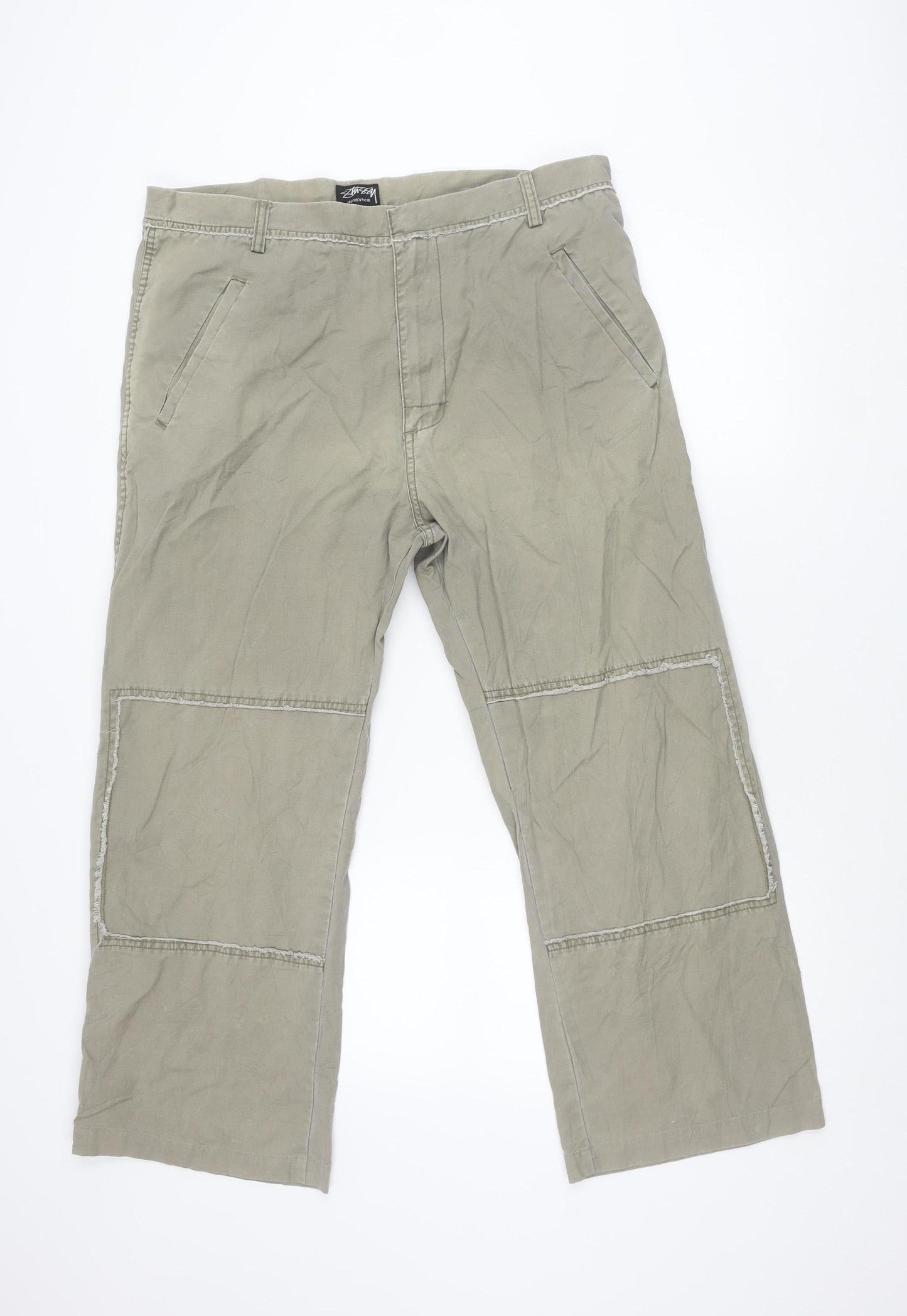 Stussy Men’s Beige Cargo Trousers Size 36 Relaxed Fit Cotton