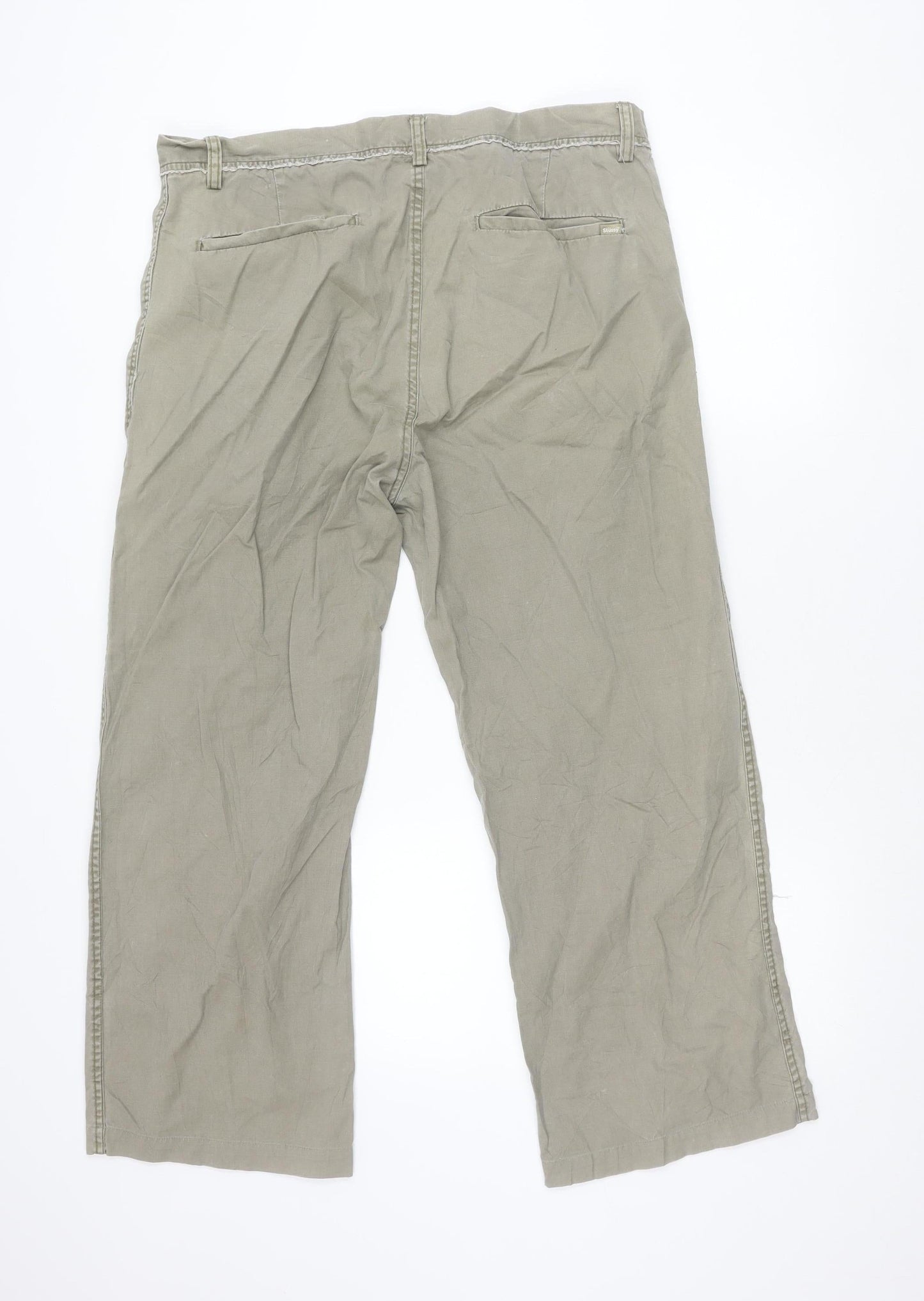 Stussy Men’s Beige Cargo Trousers Size 36 Relaxed Fit Cotton
