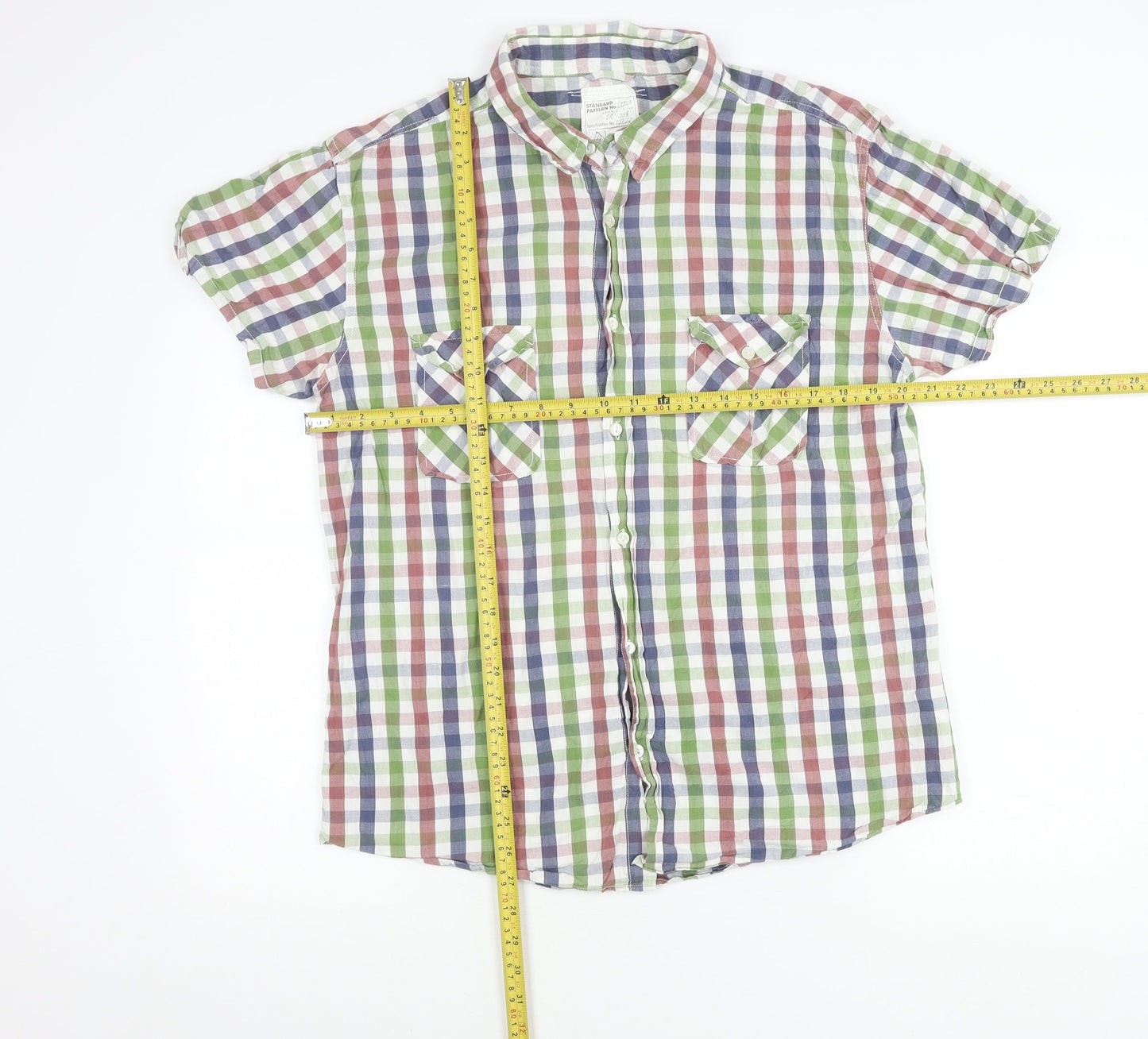 New Look Men’s Multicoloured XL Button-Up Short Sleeve Check Shirt