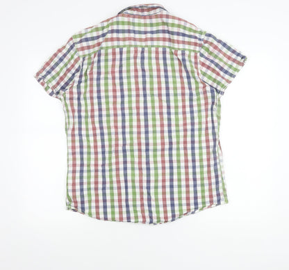 New Look Men’s Multicoloured XL Button-Up Short Sleeve Check Shirt