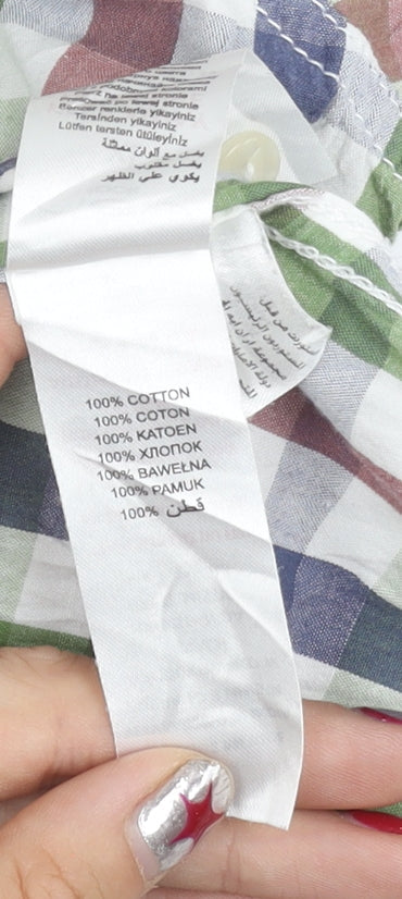 New Look Men’s Multicoloured XL Button-Up Short Sleeve Check Shirt