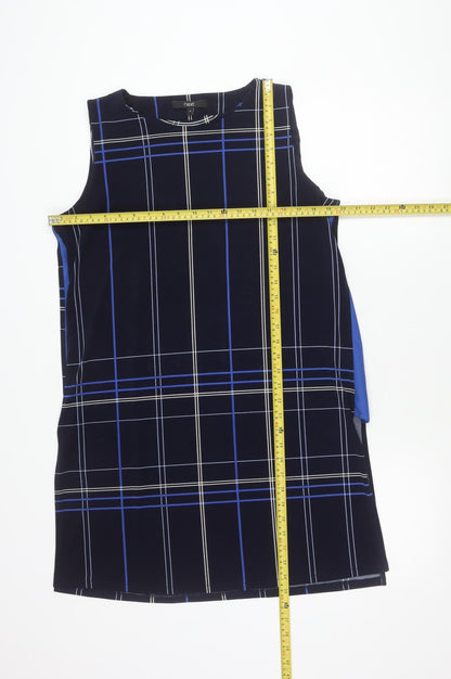 Next Women Black Check Sleeveless Sheath Dress Size 14