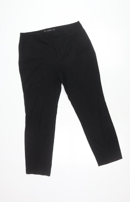 Womens UK Size 10 Zara Basic Slim Fit Cropped Black Trousers