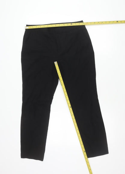 Womens UK Size 10 Zara Basic Slim Fit Cropped Black Trousers