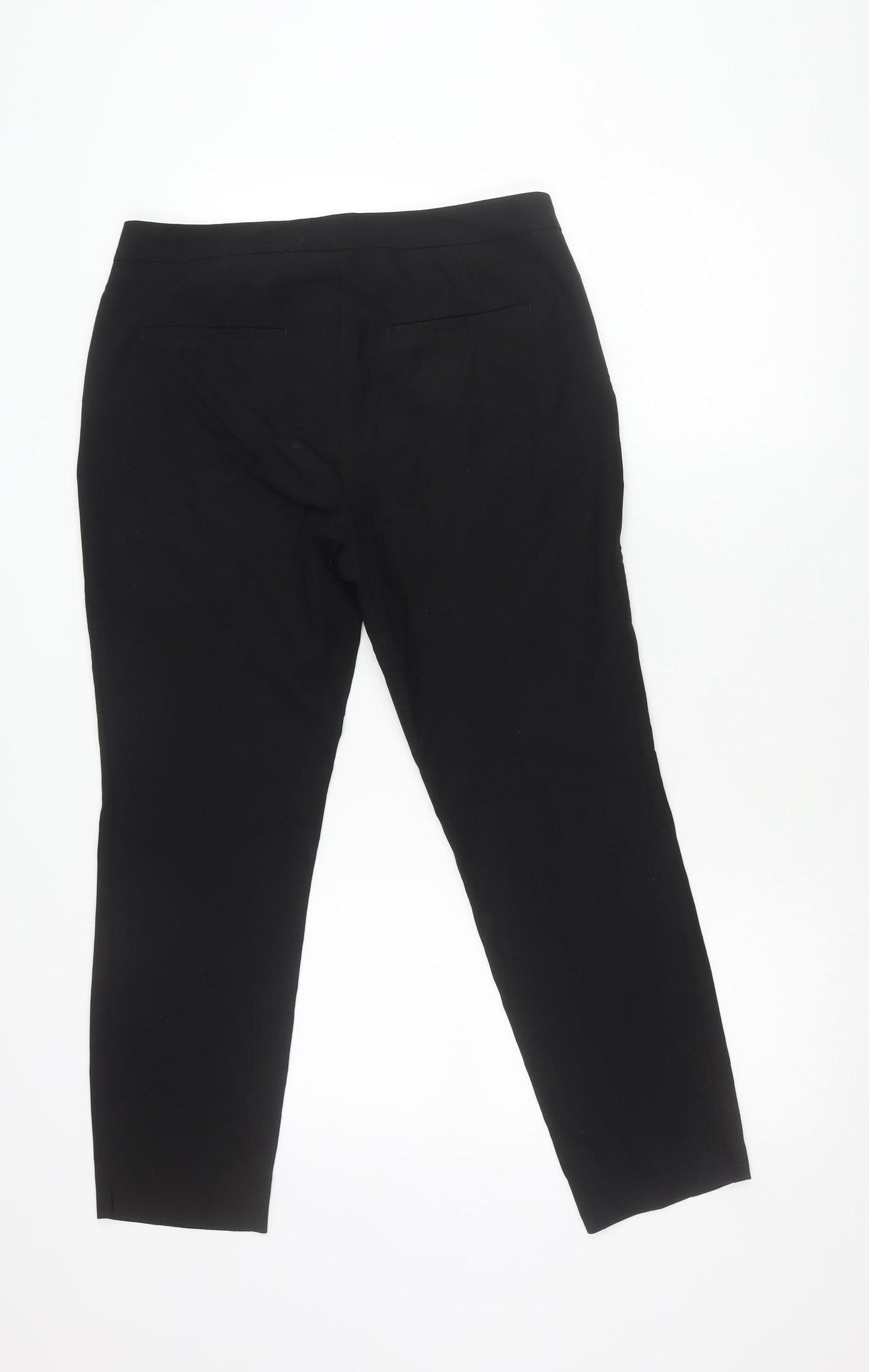 Womens UK Size 10 Zara Basic Slim Fit Cropped Black Trousers