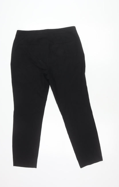 Womens UK Size 10 Zara Basic Slim Fit Cropped Black Trousers