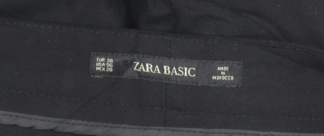 Womens UK Size 10 Zara Basic Slim Fit Cropped Black Trousers