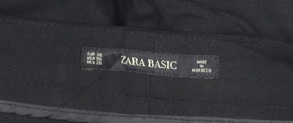 Womens UK Size 10 Zara Basic Slim Fit Cropped Black Trousers