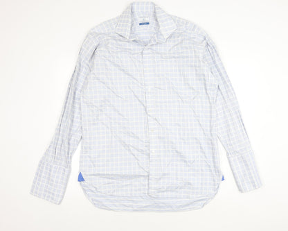 Haines & Bonner Men’s Blue Check Cotton Long Sleeve Button-Up Shirt 16.5 42in