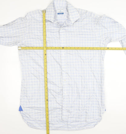 Haines & Bonner Men’s Blue Check Cotton Long Sleeve Button-Up Shirt 16.5 42in