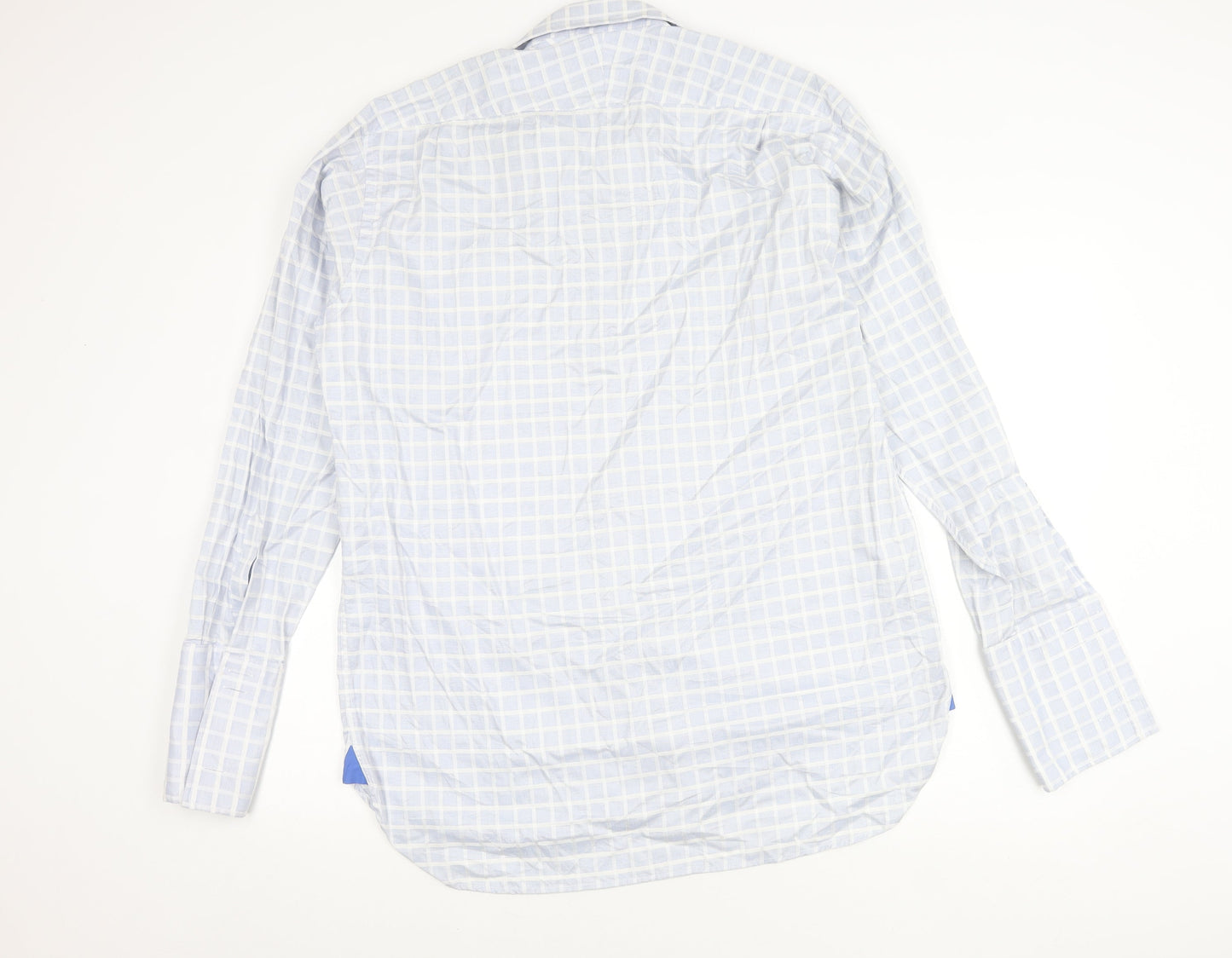 Haines & Bonner Men’s Blue Check Cotton Long Sleeve Button-Up Shirt 16.5 42in