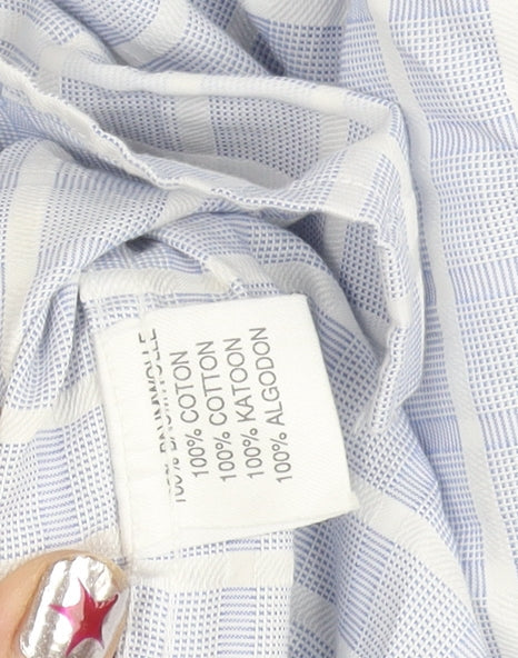Haines & Bonner Men’s Blue Check Cotton Long Sleeve Button-Up Shirt 16.5 42in