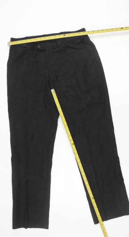 Lapidus Mens Black Wool Blend Dress Pants Size 34 Straight Leg