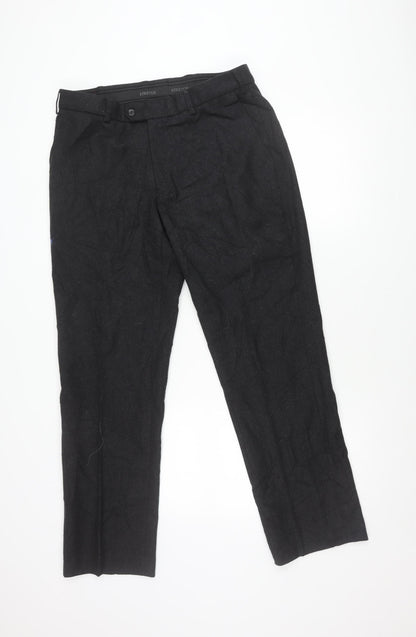 Lapidus Mens Black Wool Blend Dress Pants Size 34 Straight Leg